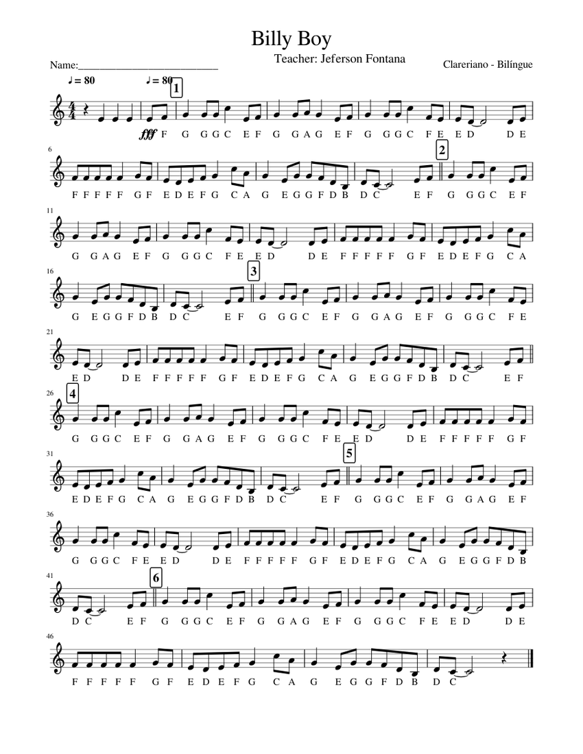 Billy Boy Sheet music for Xylophone (Solo) | Musescore.com