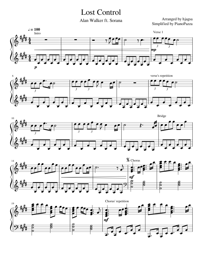 Alan Walker, Lost Control Sheet music for Piano (Solo) | Musescore.com