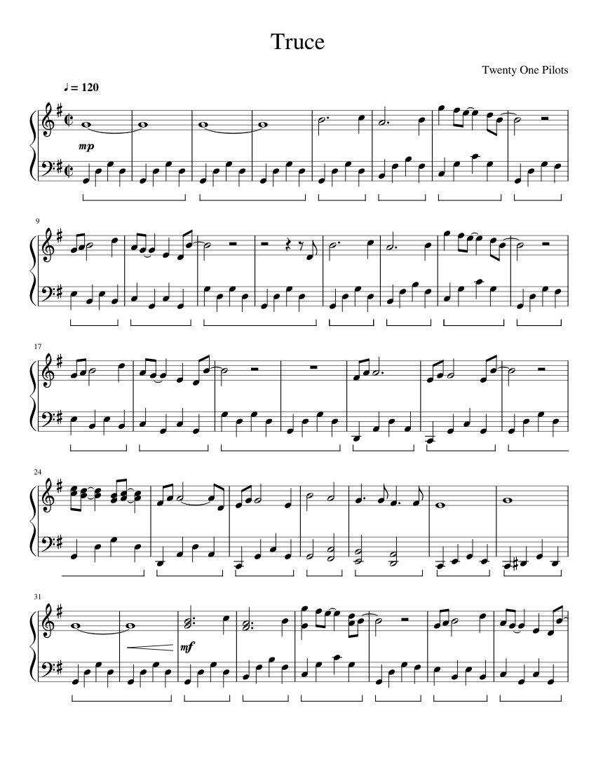 Truce - Twenty One Pilots Sheet music for Piano (Solo) | Musescore.com