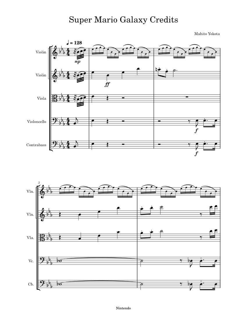 Super Mario Galaxy Credits - Mahito Yokota Sheet music for Contrabass ...