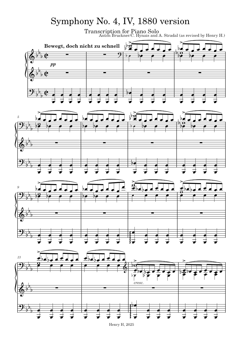 bruckner 4.4 haas version 楽譜 ピアノ (ソロ) | MuseScore.com
