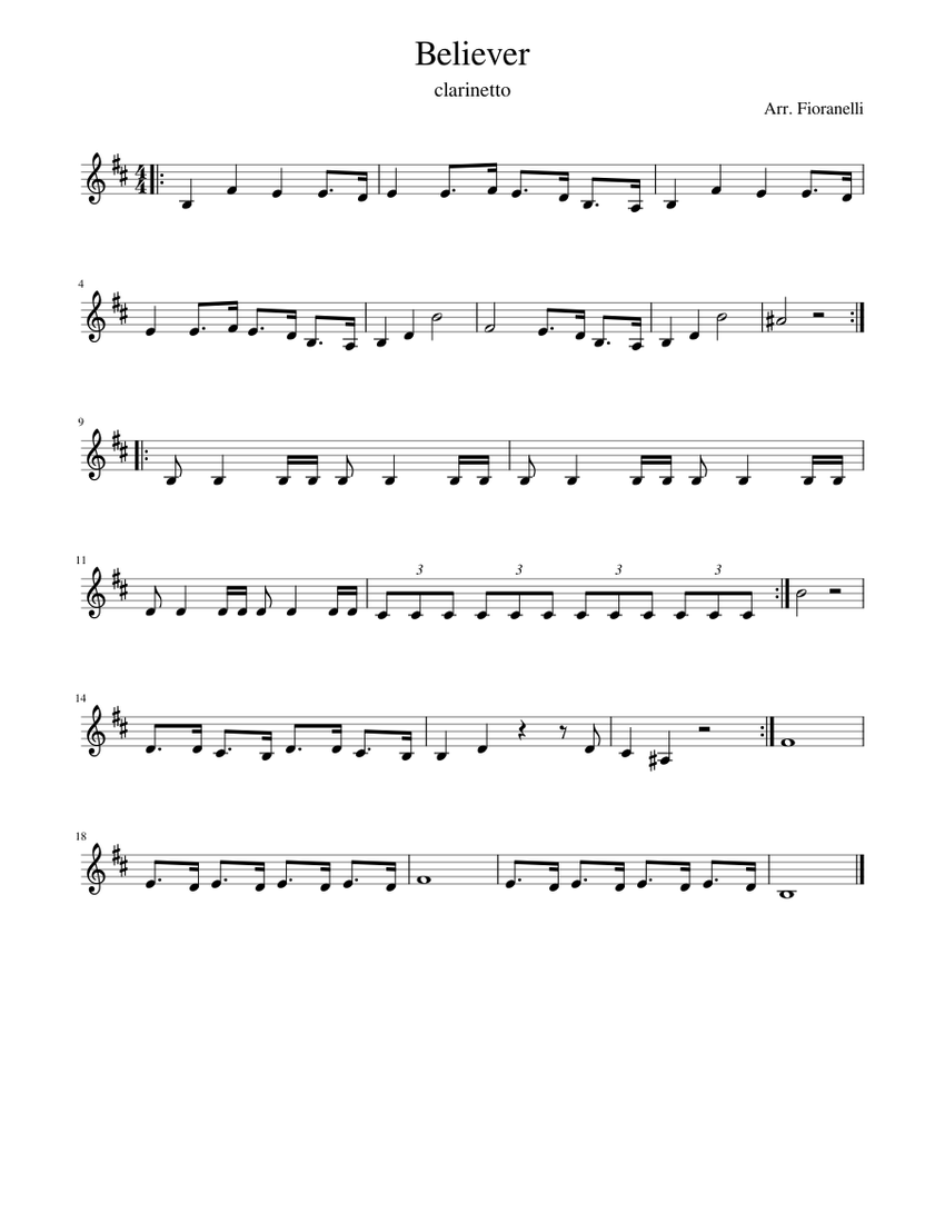 Believer Sheet music for in bflat (Solo)
