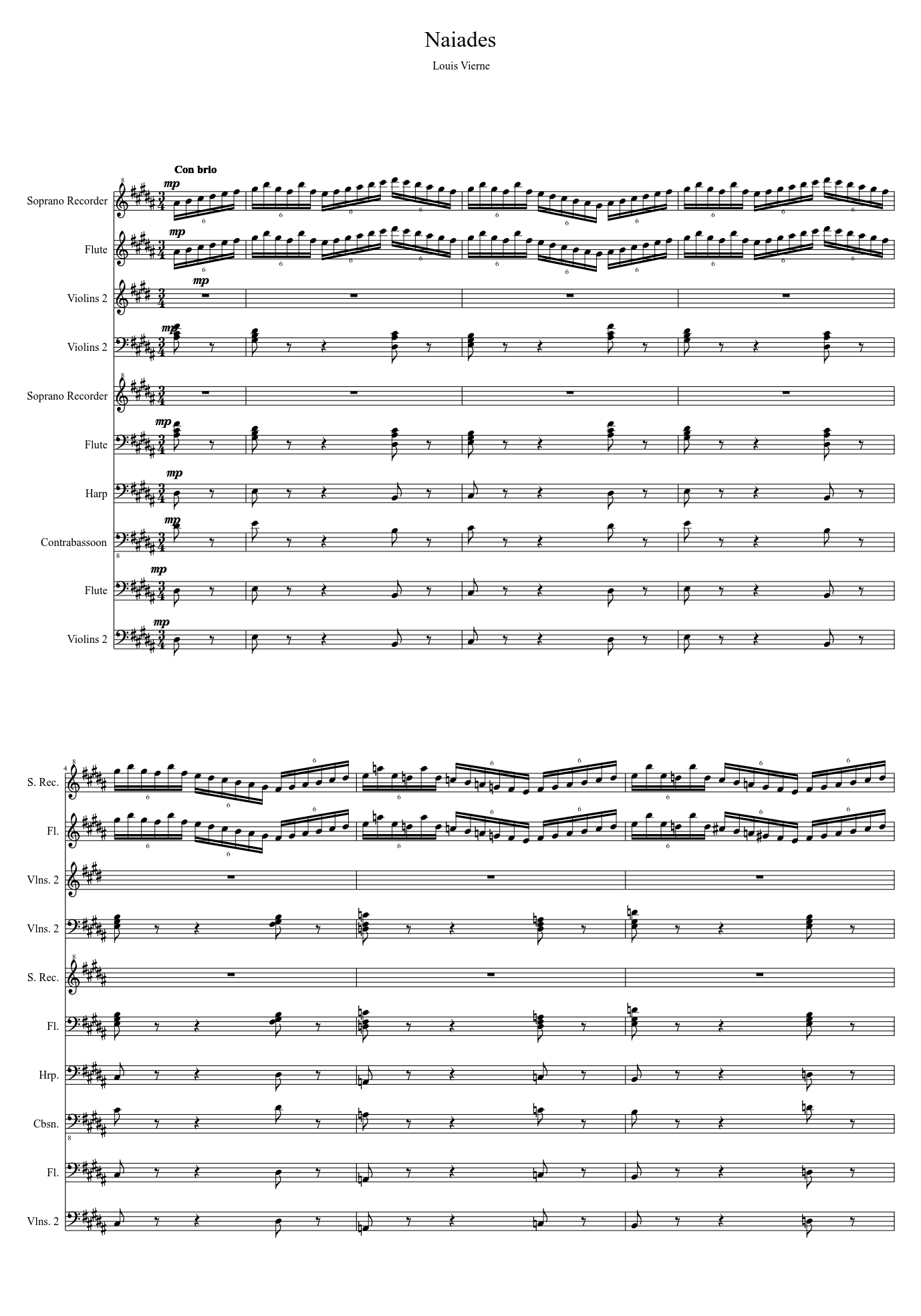 Louis Vierne: Naiades, Op. 55, No. 4 Sheet Music for Flute, Harp