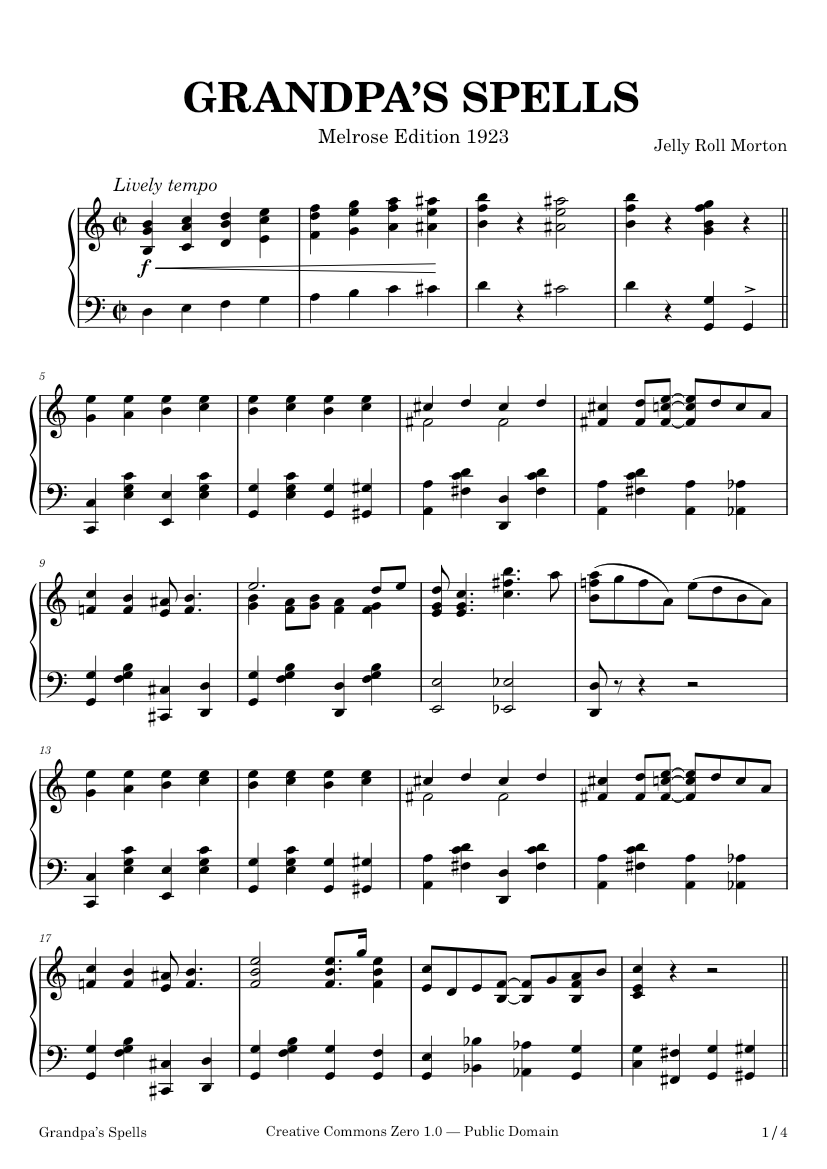 Grandpa's Spells Jelly Roll Morton Sheet music for Piano (Solo