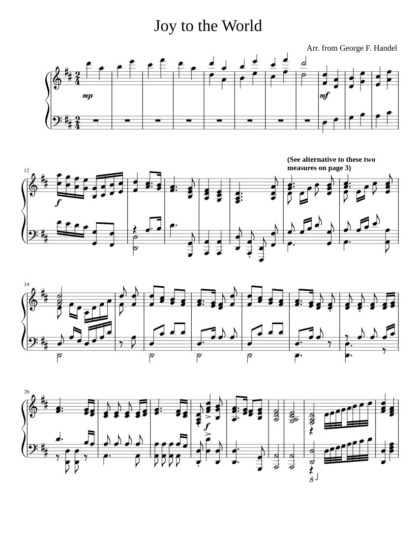 Joy to the World (Piano solo) Sheet music for Piano (Solo) | Musescore.com