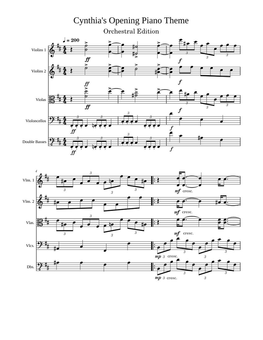 Cynthia's Piano Theme Orchestral Edition Sheet music (Solo) | Musescore.com