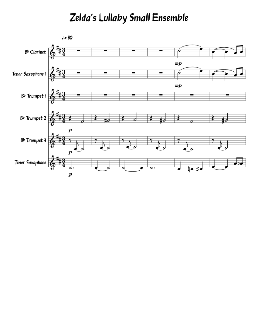 Zelda's Lullaby Small Ensemble Sheet music for in bflat