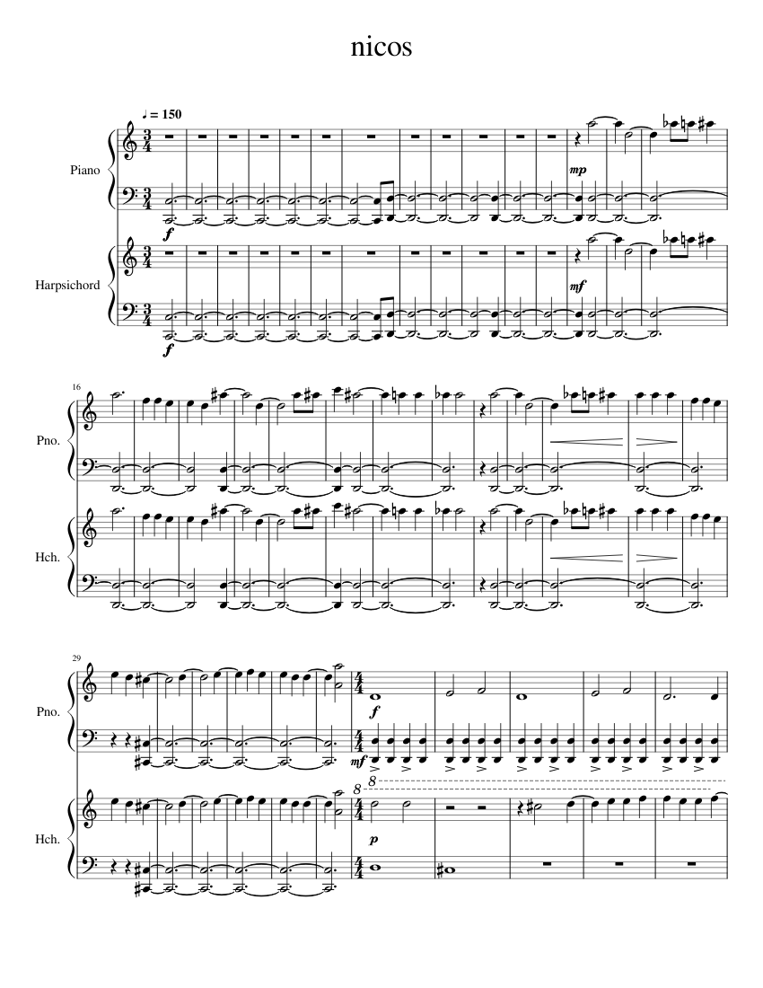 Nico's Dishonored 2 Sheet music for Piano, Harpsichord (Mixed Duet) |  Musescore.com