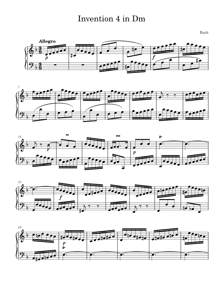 Bach Invention Score: Bach Invention No 1 Pdf – TDYARW
