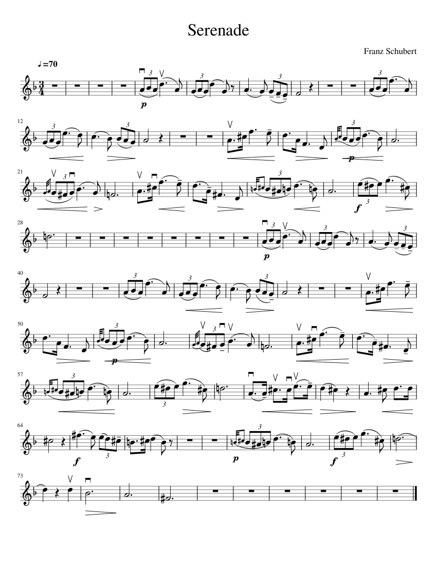 Franz Schubert- Serenade Sheet music for Violin (Solo) | Musescore.com