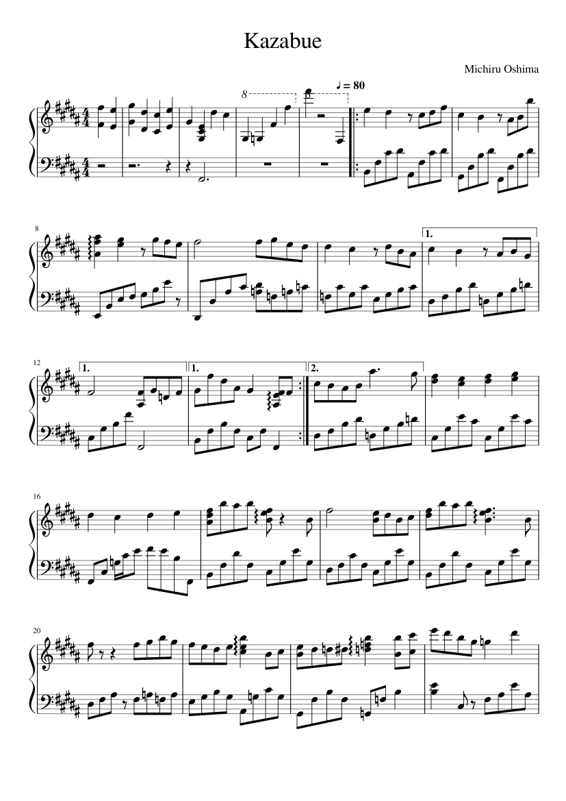 Kazabue Sheet Music For Piano Solo MuseScore kazabue-sheet-music-for-piano-solo-musescore