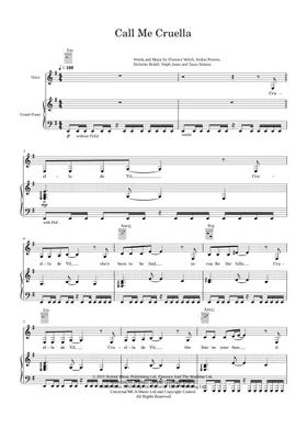 Free Call Me Cruella by Florence + The Machine sheet music | Download PDF  or print on Musescore.com