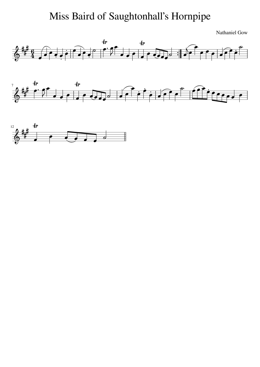 Miss Baird of Saughtonhalls Hornpipe