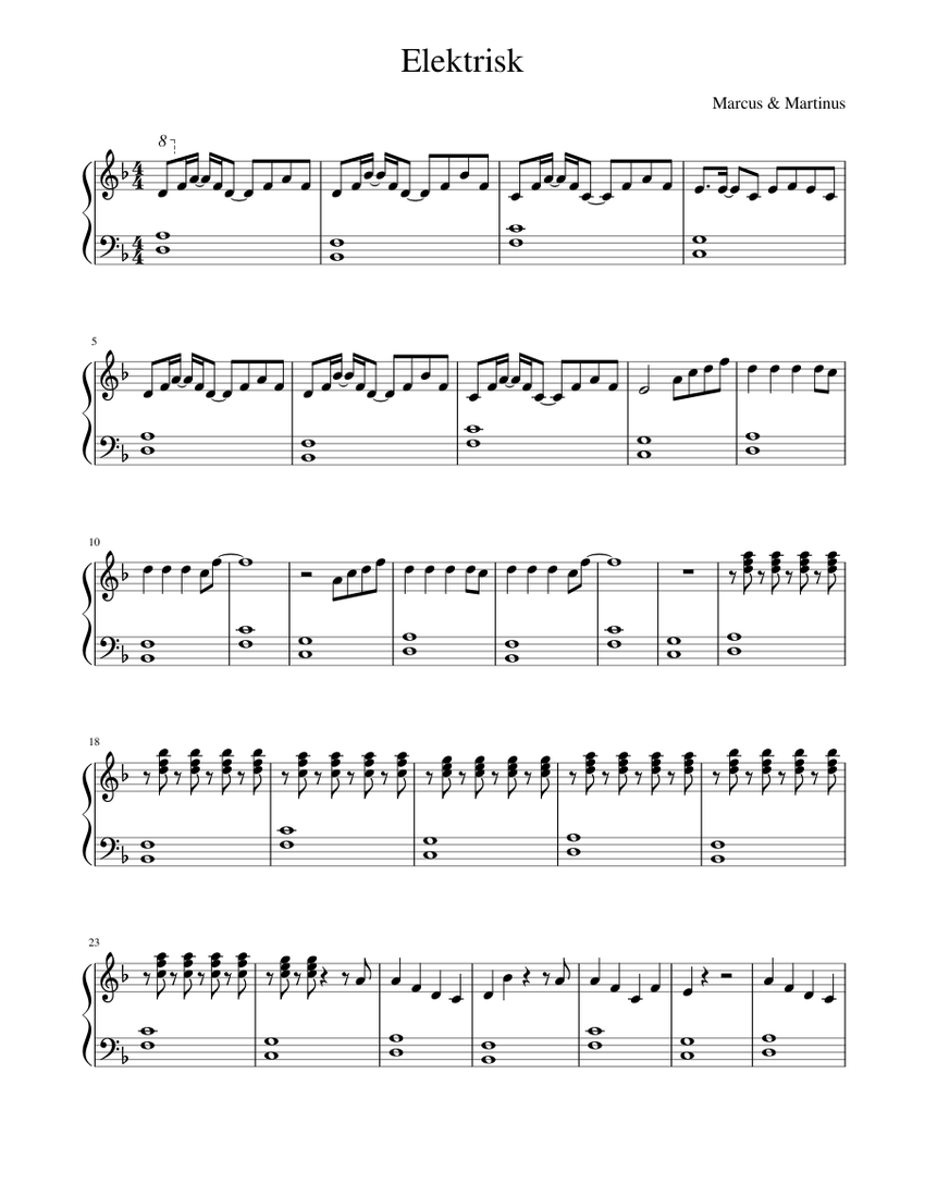 Elektrisk Sheet Music For Piano Solo Musescore Com Infos über das musikvideo, song und interpret(en). elektrisk sheet music for piano solo