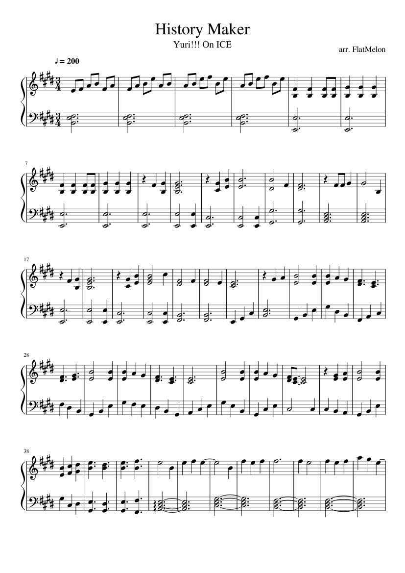 History Maker medium-easy piano sheet from 'YURI on Ice!!!' Sheet music for  Piano (Solo) | Musescore.com