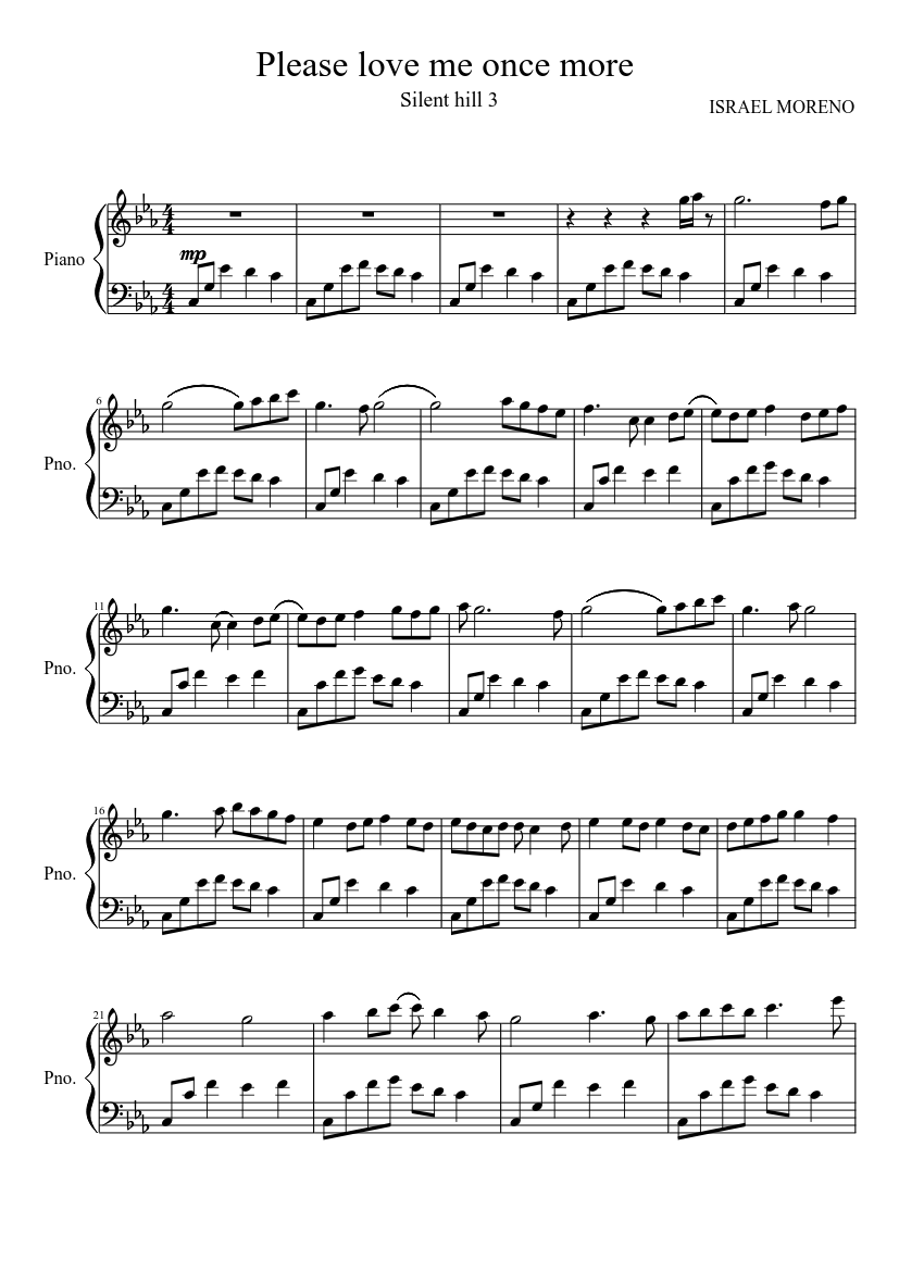 Please love me once more silent hill 3 Sheet music for Piano (Solo) |  Musescore.com