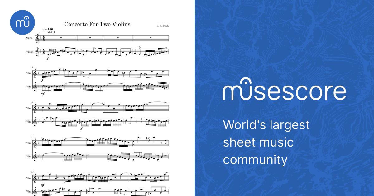 Bach Concerto For Two Violins Sheet music for Violin (String Duet ...