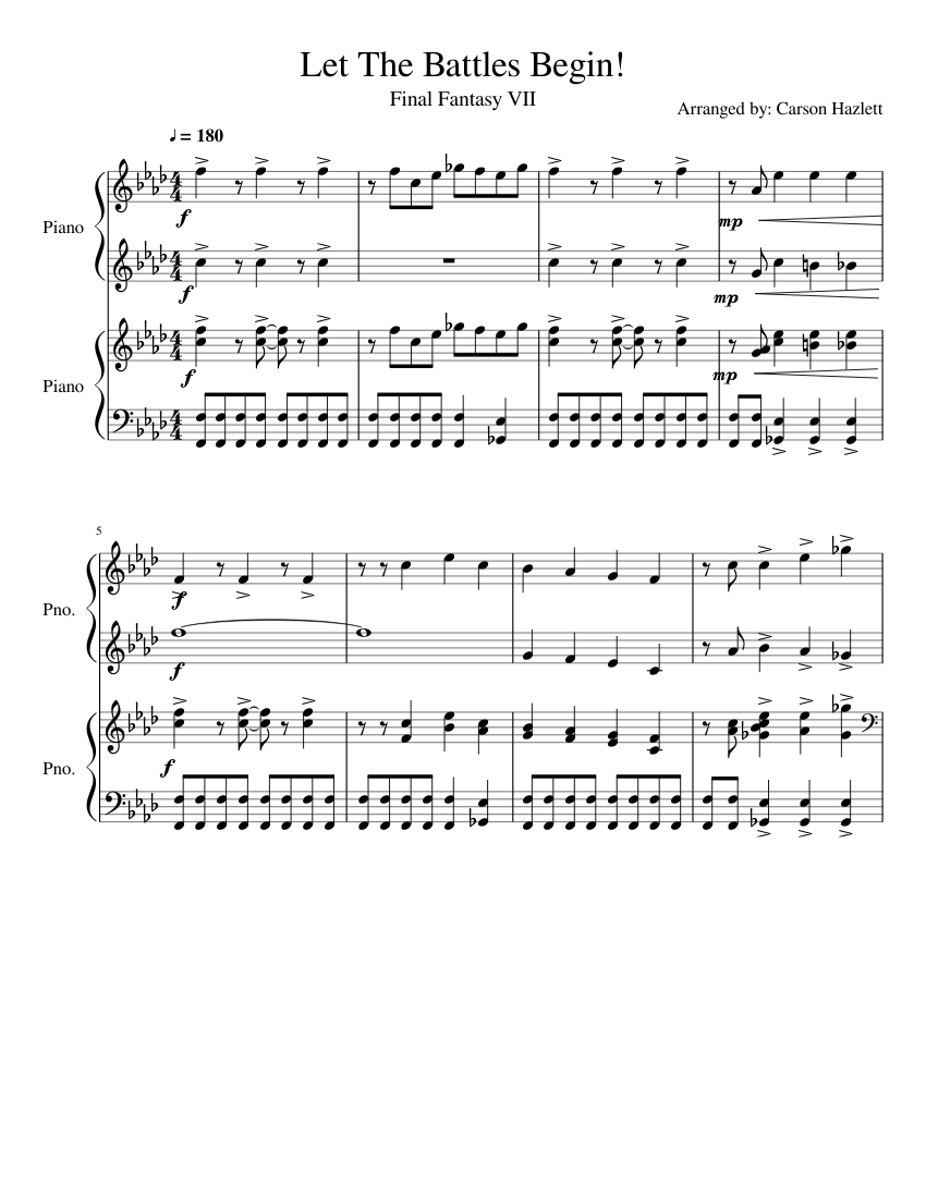 Let The Battles Begin! Sheet music for Piano (Piano Duo) | Musescore.com