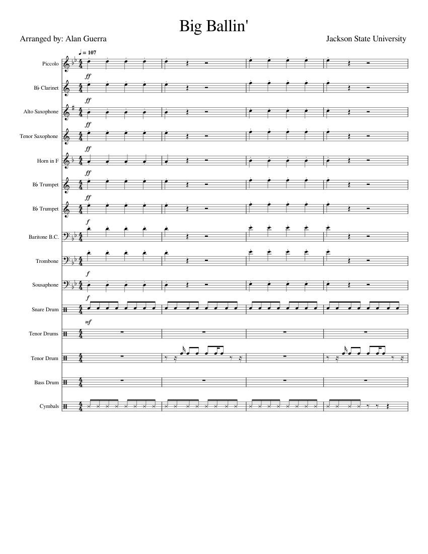 Big Ballin' (JSU) Sheet Music for Trombone, Organ, Tuba, Oboe & more ...