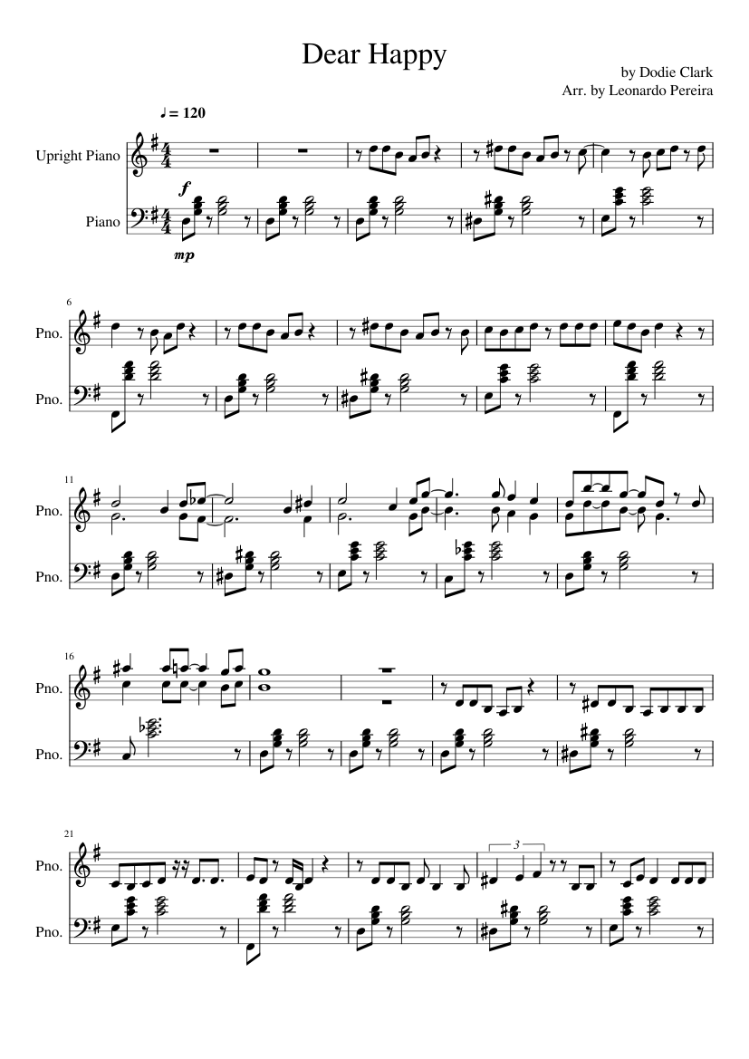 Dear Happy Sheet music for Piano (Piano Duo) | Musescore.com