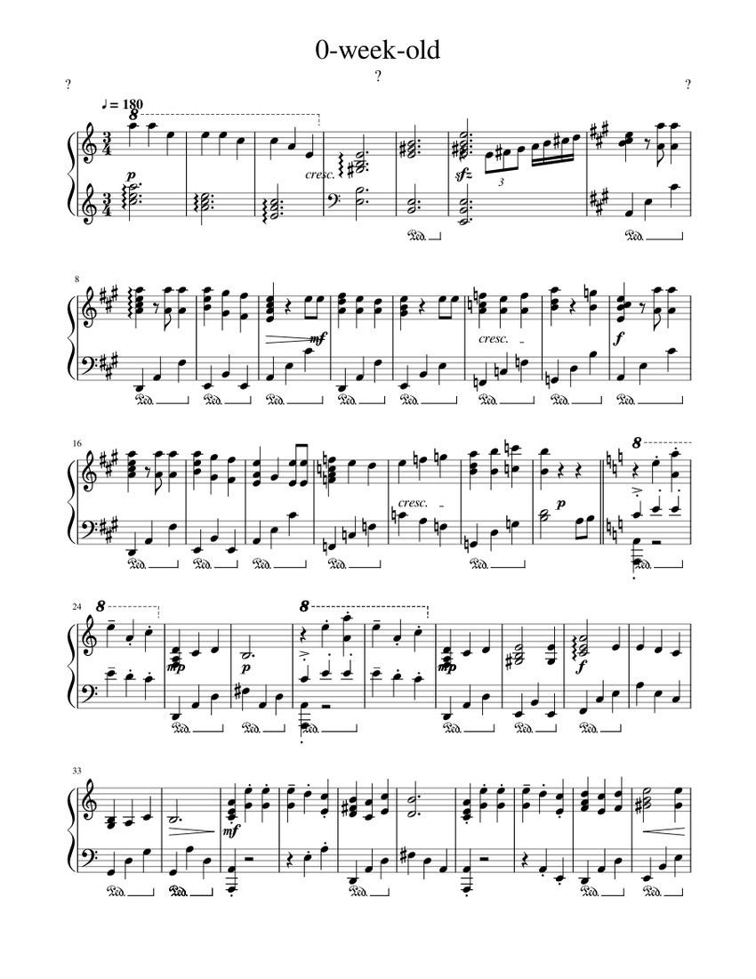 0 Week Old Sheet Music For Piano Solo Musescore Com