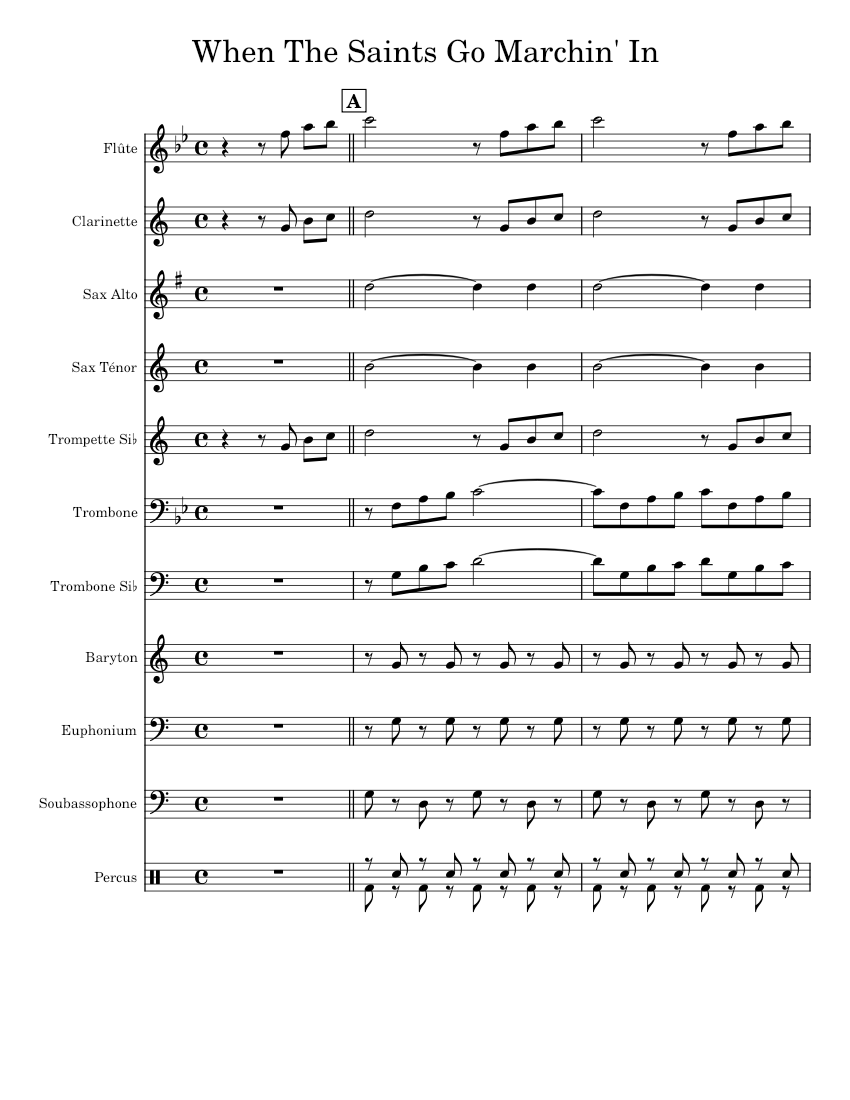 When The Saints Go Marchin In Sheet music for Trombone, Tuba, Flute, in bflat & more