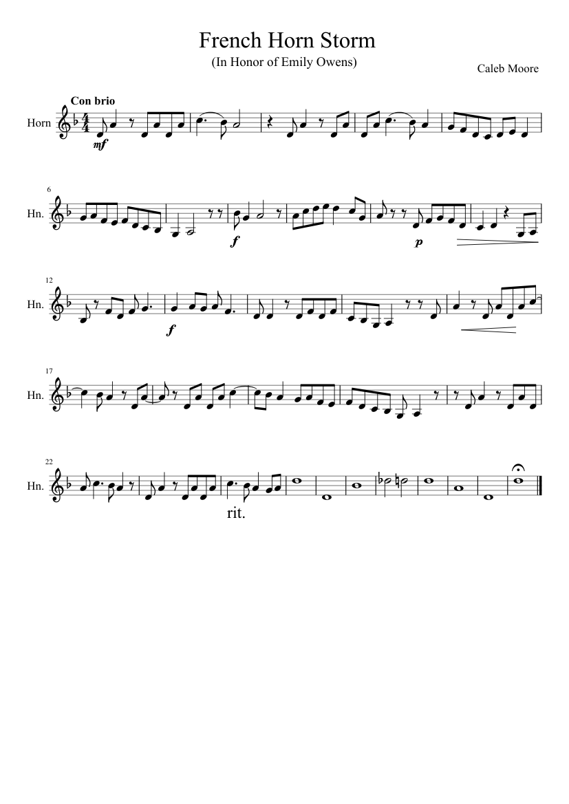 French Horn Storm Sheet music for French horn (Solo) | Musescore.com