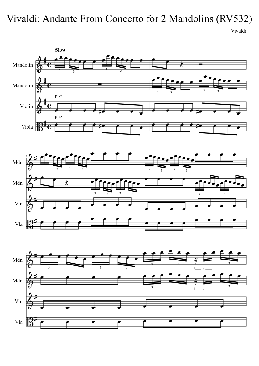 Concerto for 2 Mandolins in G major RV 532