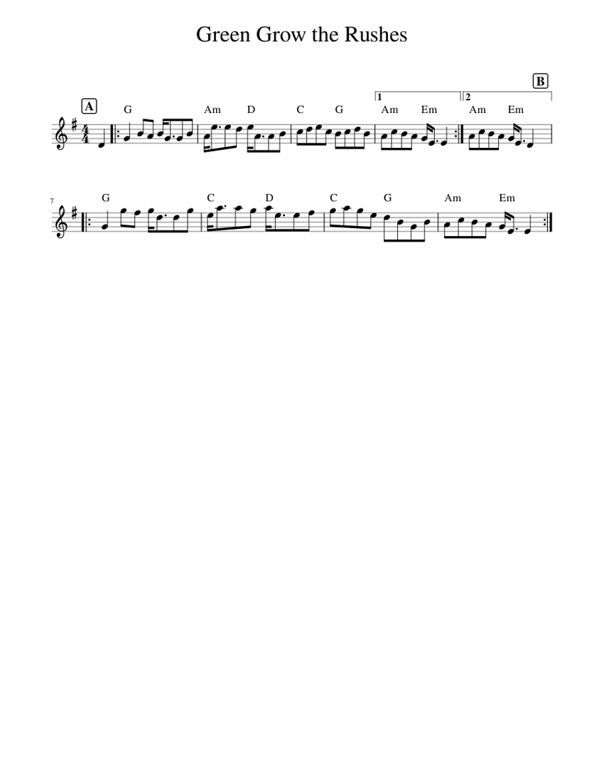 Green Grow the Rushes Sheet music for Piano (Solo) Easy