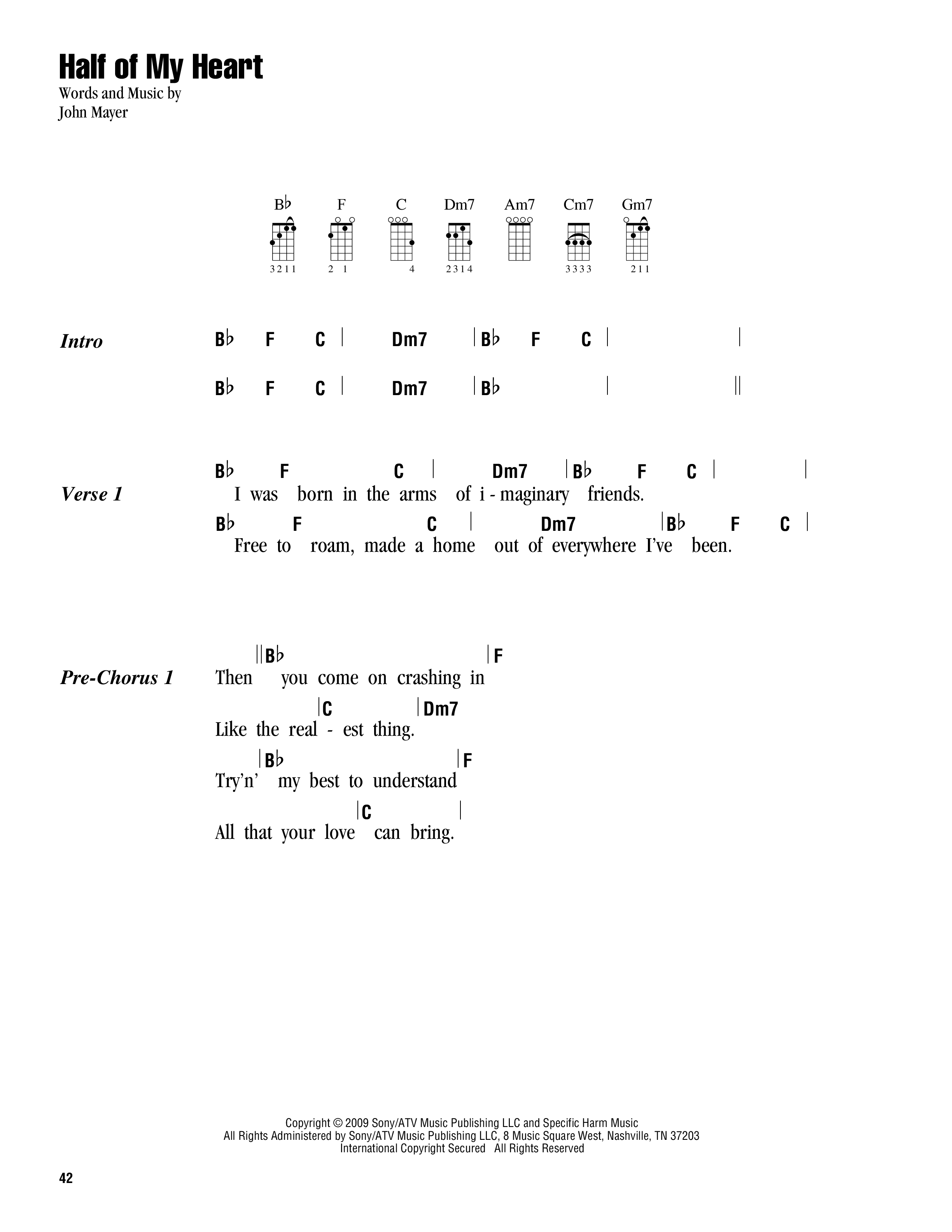 half of my heart Sheet music for Vocals, Ukulele by John Mayer Official ...