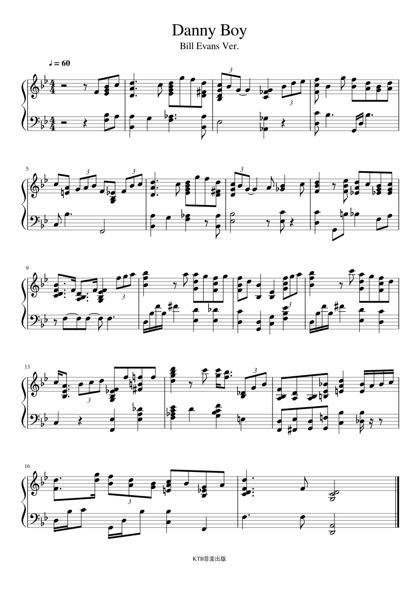 Danny Boy(Bill Evans Ver.) Sheet Music for Piano (Solo