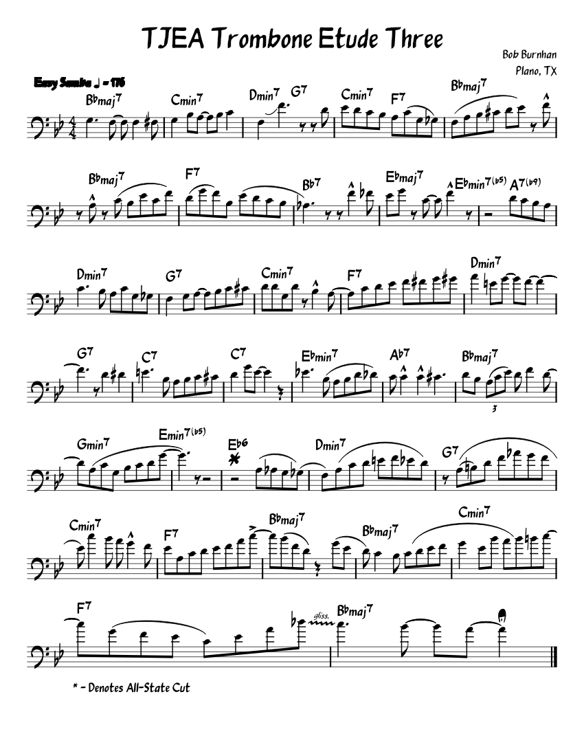TJEA Trombone Etude Three Sheet music for Trombone (Solo) | Musescore.com