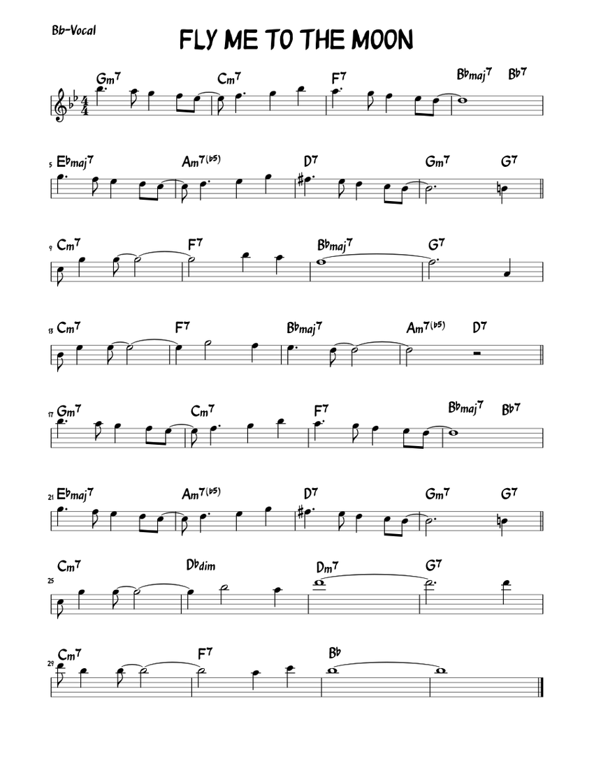 FLY ME TO THE MOON Sheet music for Piano (Solo) | Musescore.com