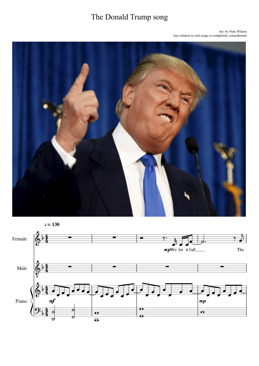 The Donald Trump Song Sheet music for Piano, Clarinet bass, Synthesizer  (Mixed Trio) | Musescore.com