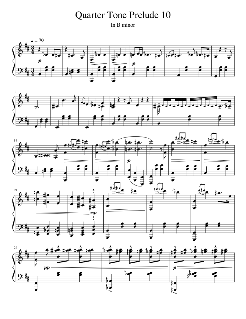 Quarter Tone Prelude 10 - Moooosey Sheet music for Piano (Solo ...