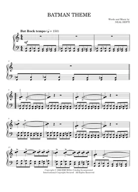 Free Batman Theme by Neal Hefti sheet music | Download PDF or print on  Musescore.com