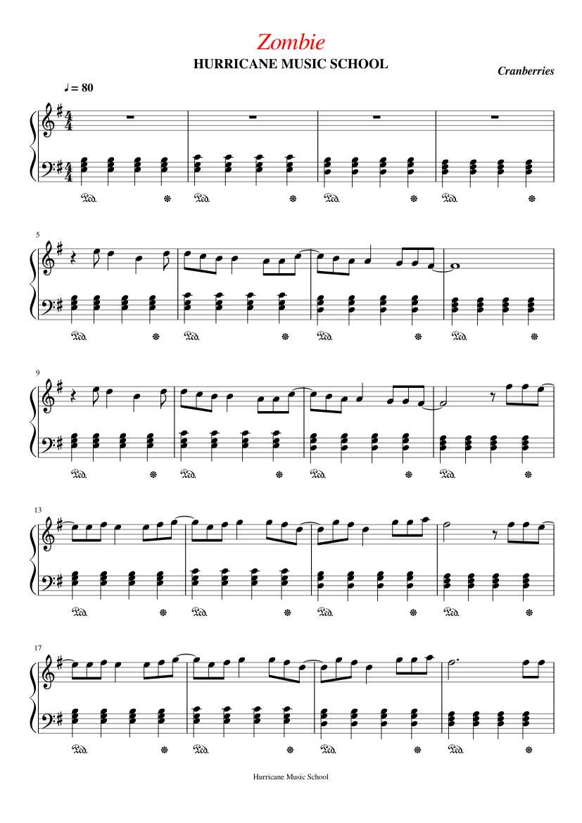 Zombie Sheet Music, The Cranberries
