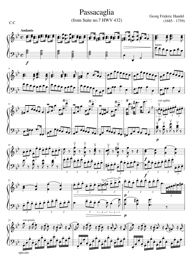 Suite No 7 HWV.432 - Passacaille – Georg Friedrich Händel Sheet