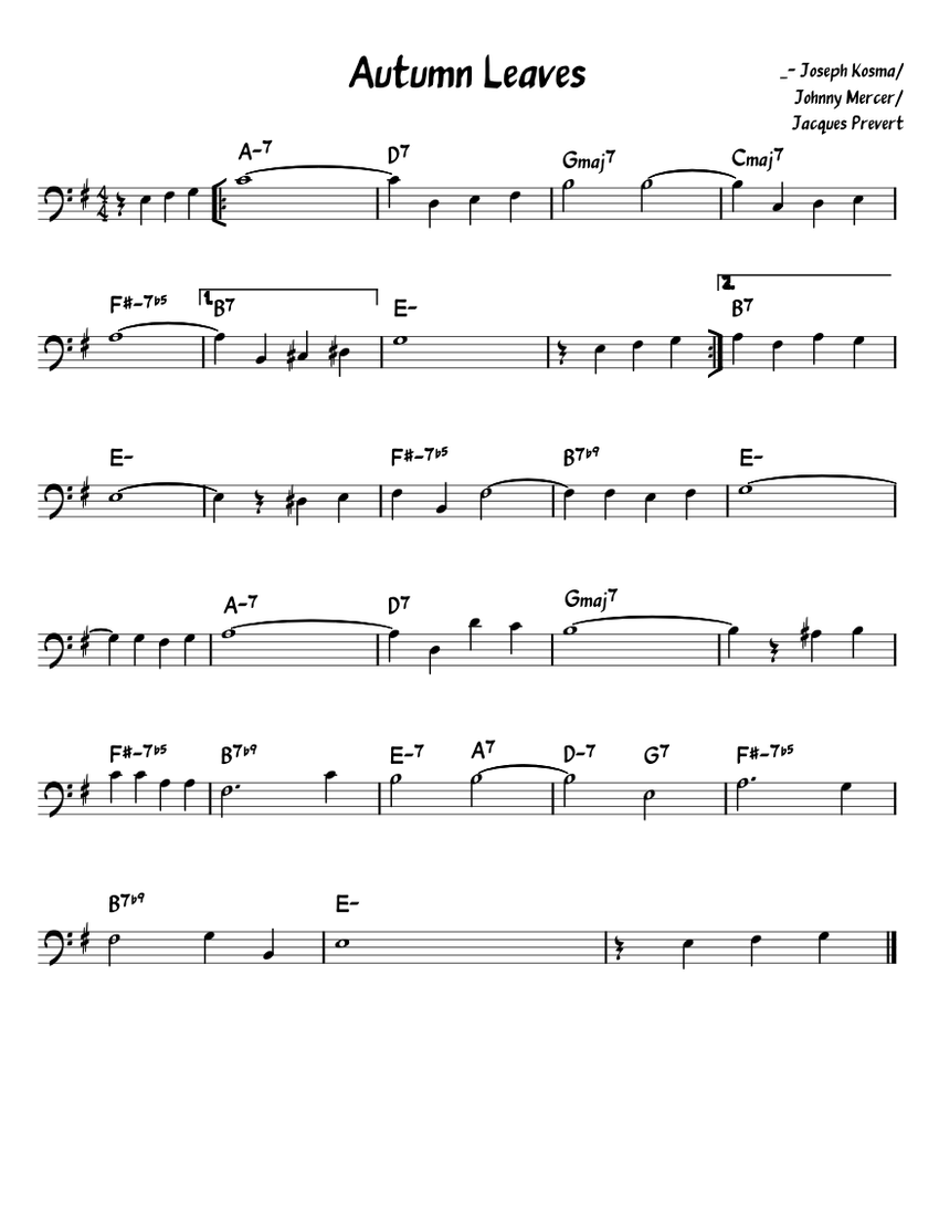 Autumn Leaves Sheet music for Piano (Solo) | Musescore.com