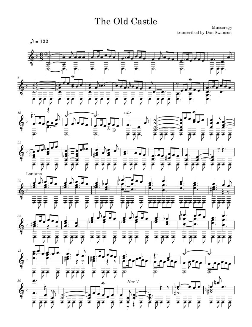 The Old Castle Sheet Music for Guitar (Solo) | MuseScore.com