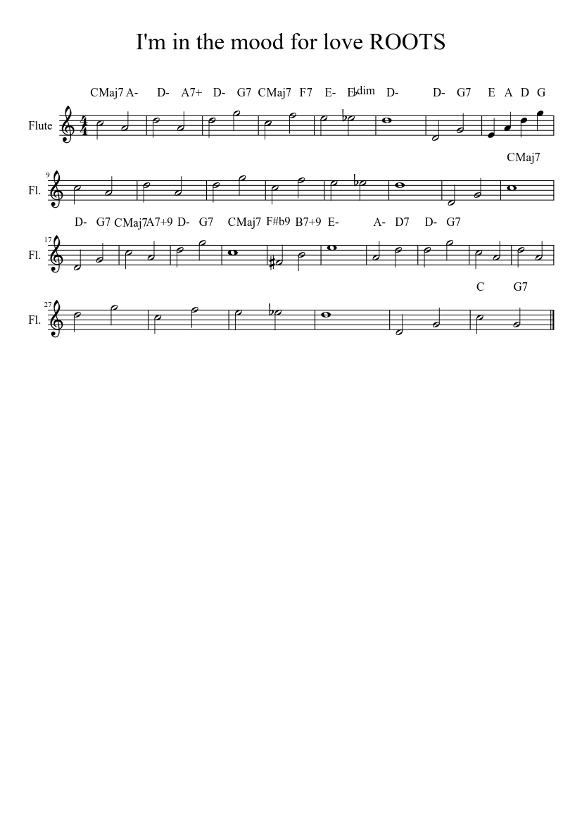I M In The Mood For Love Roots Sheet Music For Flute Solo Musescore Com