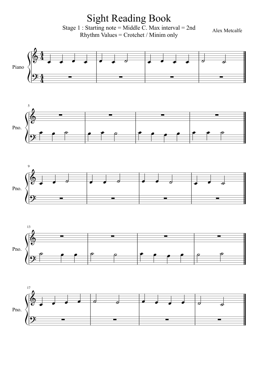 Sight Reading Book Sheet music for Piano (Solo) Easy | Musescore.com