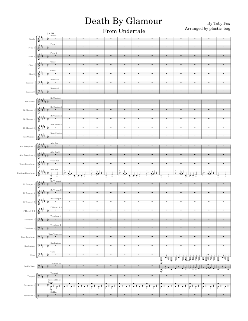 Death by Glamour – Toby Fox Sheet music for Trombone, Tuba, Flute, Oboe ...