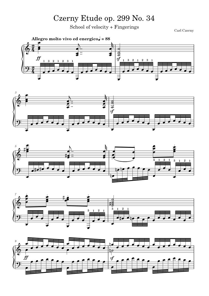 ツェルニー練習曲 作品299 第34番 – カール・ツェルニー 楽譜 ピアノ
