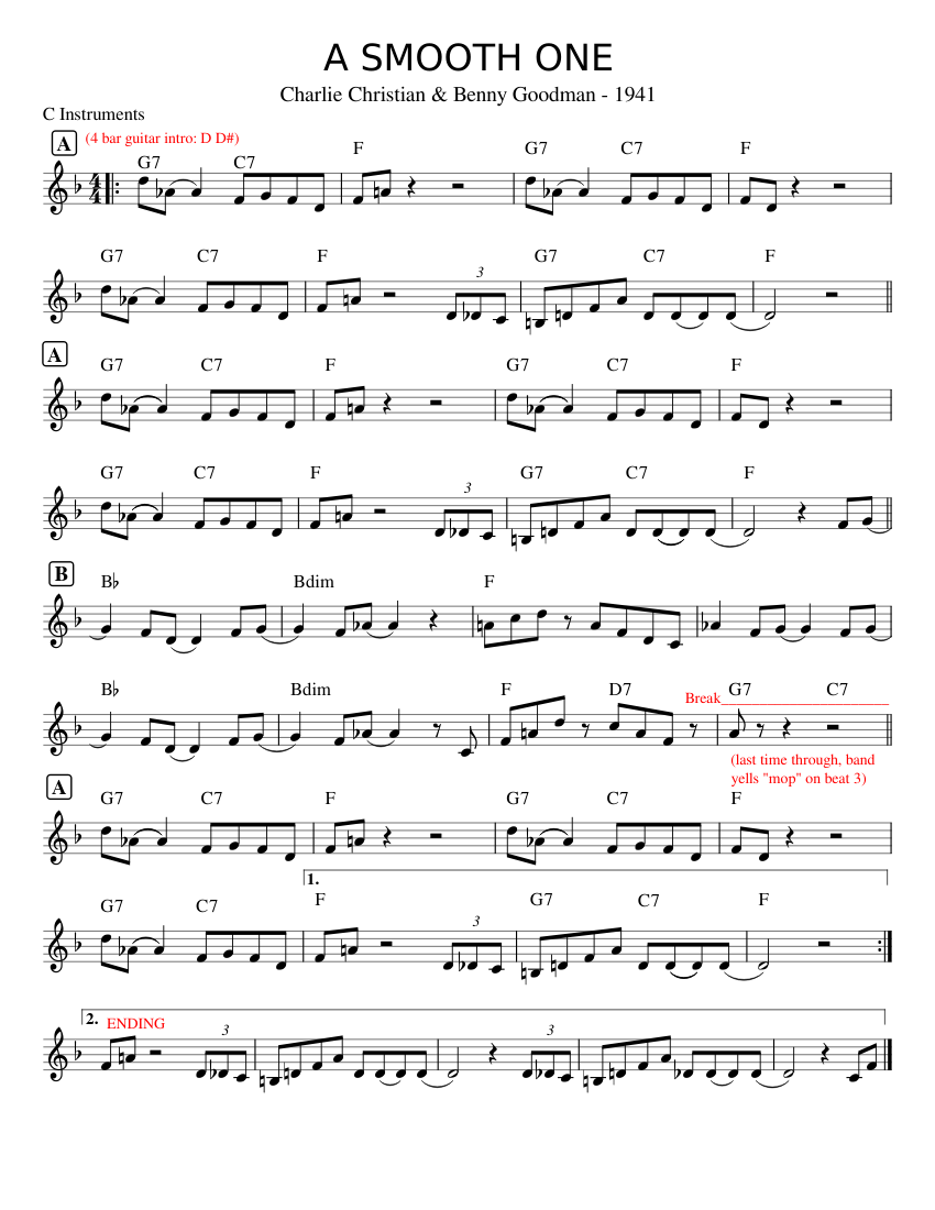 A Smooth One – Benny Goodman Sheet music for Piano (Jazz Band) Easy