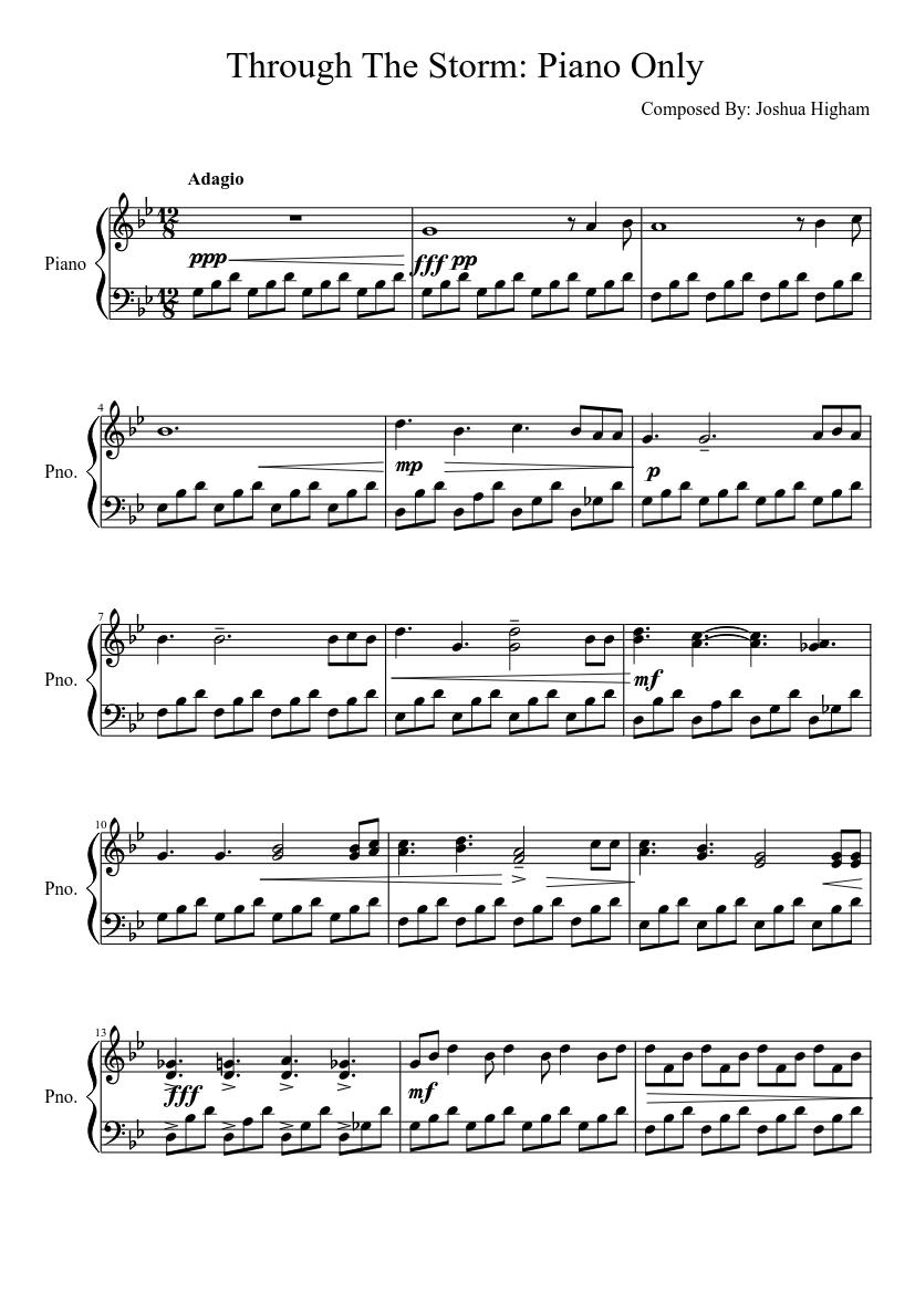 Through the Storm: Piano Only Sheet music for Piano (Solo) | Musescore.com