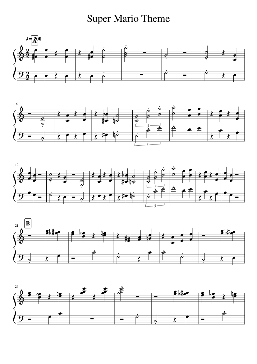 Super Mario Theme Sheet music for Piano (Solo) | Musescore.com