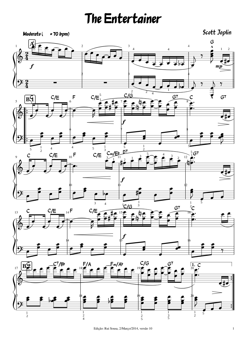 The Entertainer - Scott Joplin Sheet music for Piano (Piano Duo ...