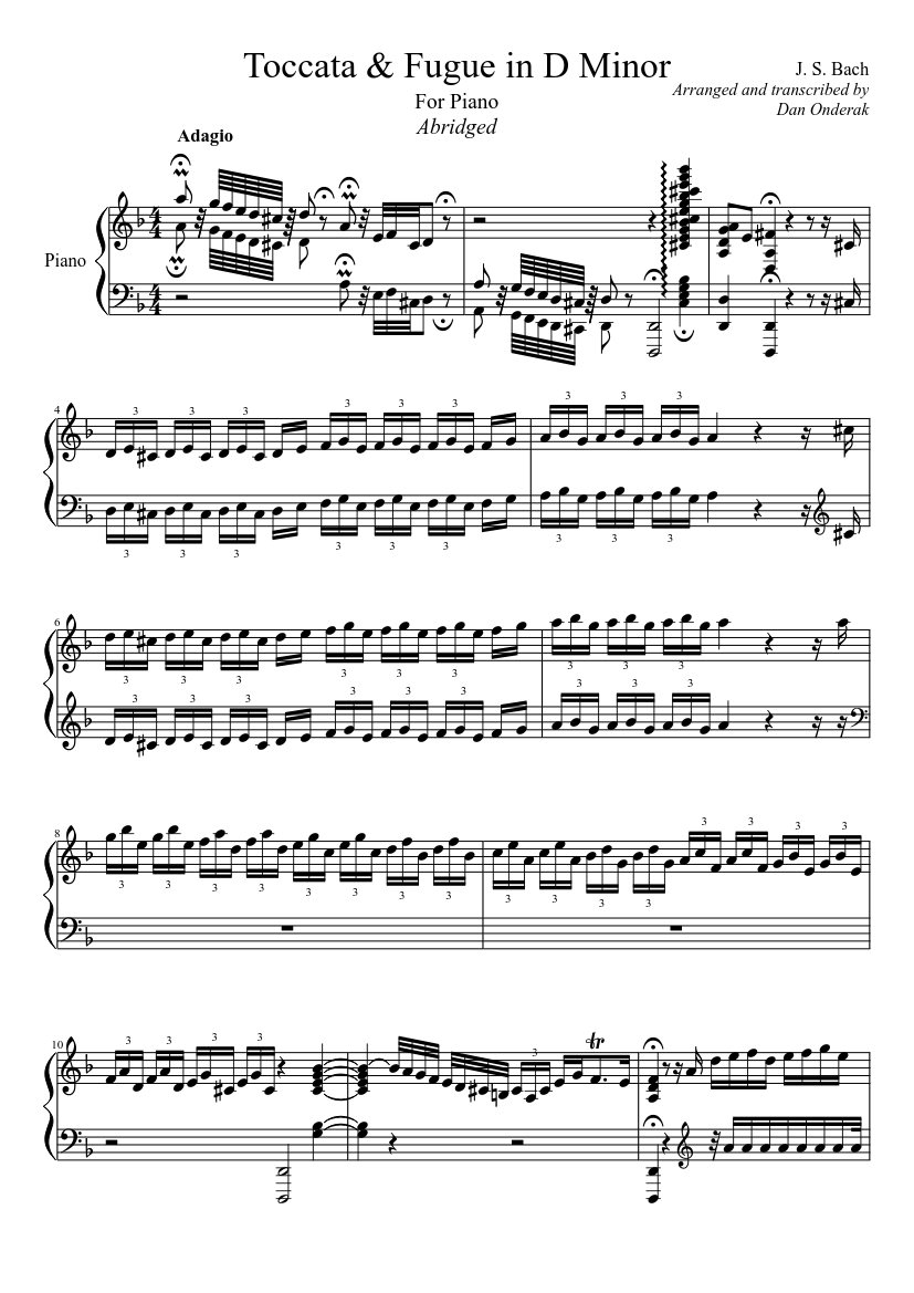 Toccata & Fugue in D Minor Sheet music for Piano (Solo) | Musescore.com