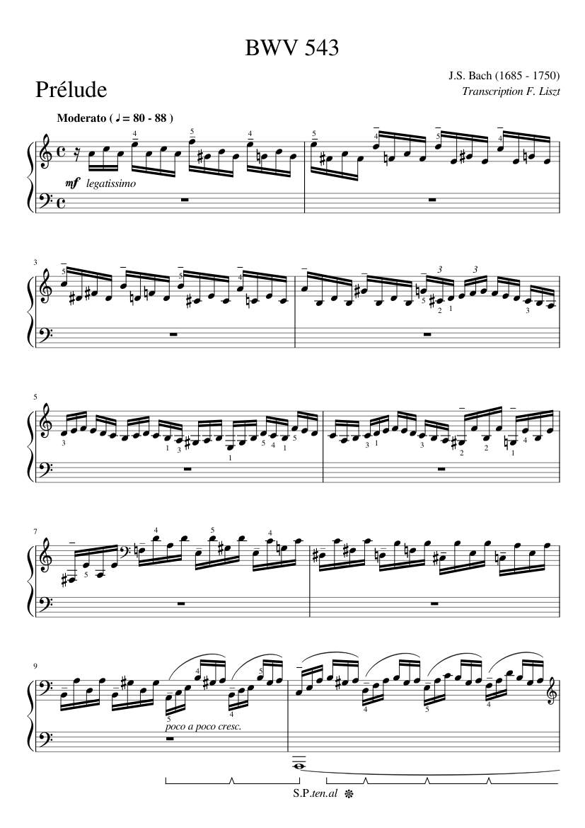バッハ - BWV 543 - イ短調の前奏曲 楽譜 ピアノ (ソロ) | MuseScore.com
